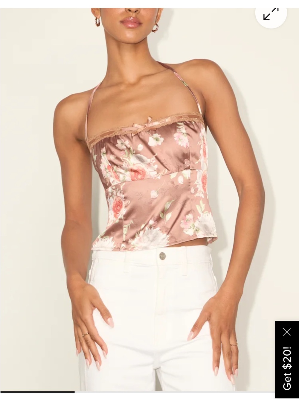 Lulus NWT Floral Satin Halter Cami Top - Blush Pink